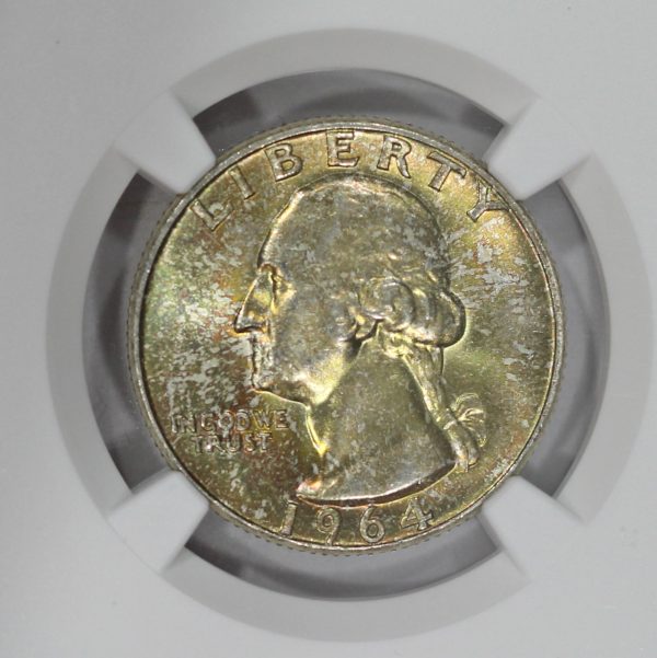 1964 25c Silver Washington Quarter NGC MS66 Colorful Toning - Image 4