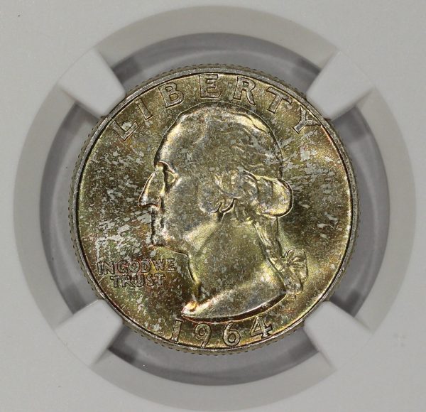 1964 25c Silver Washington Quarter NGC MS66 Colorful Toning - Image 3