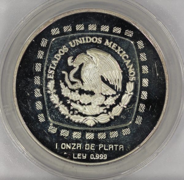 1996 Mo Mexico Silver 5 Pesos "El Luchador" Proof Coin ANACS PF64DCAM  Olmec Series - Image 5