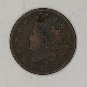1818 1c Coronet Head Large Cent G/VG Details