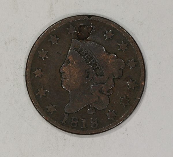 1818 1c Coronet Head Large Cent G/VG Details