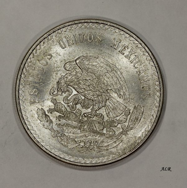 1948 Mo Mexico Silver 5 Pesos Coin Cuahtemoc KM#465 .900 Silver - Image 3