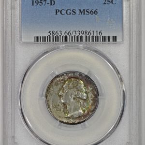 1957-D 25c Silver Washington Quarter Colorful Toning