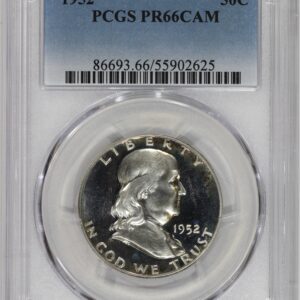 1952 50c Silver Franklin Half Dollar Proof PCGS PR66CAM Cameo