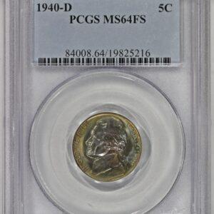 1940-D 5c Jefferson Nickel PCGS MS64FS Colorful Toning