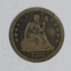 1857 25c Silver Liberty Seated Quarter No Motto