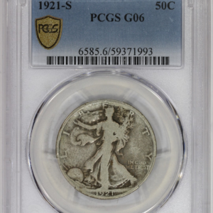 1921-S 50c Silver Walking Liberty Half Dollar PCGS G06 Low Mintage