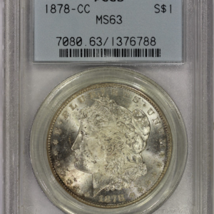 1878-CC $1 Morgan Silver Dollar PCGS MS63 Old Holder