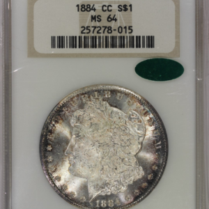 1884-CC $1 Morgan Silver Dollar NGC MS64 CAC Toned Old Fatty Holder