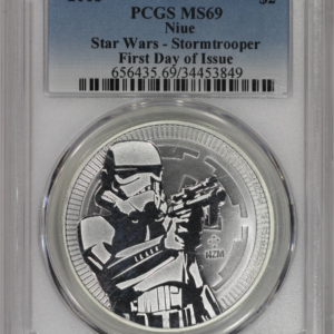 2018 Niue Silver $2 Star Wars Stormtrooper PCGS MS69 First Day Of Issue