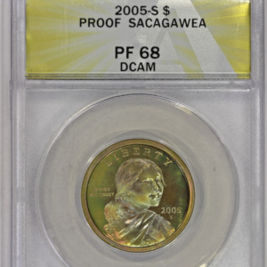 2005-S $1 Proof Native American Sacagawea Dollar ANACS PF68DCAM Colorful Toning