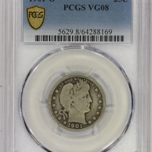 1901-O 25c Silver Barber Quarter PCGS VG08 Scarce Date