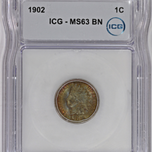 1902 1c Indian Cent ICG MS63BN Colorful Toning