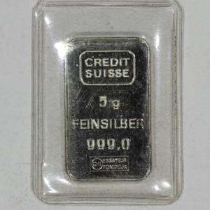 Credit Suisse Vintage Silver 5 Gram .999 Bar Sealed 1 Bar