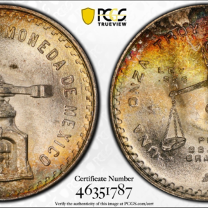 1980 Mo Mexico Silver 1 Onza Casa De Moneda PCGS MS63 Colorful Toning