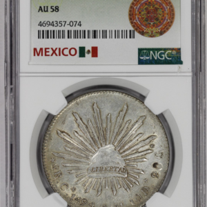 1894 Cn AM Mexico Silver 8 Reales NGC AU58 Colorful Reverse Toning