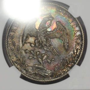 1892 Cn AM Mexico Silver 8 Reales NGC AU53 Colorful Toning