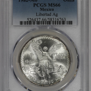 1982 Mo Mexico Silver 1 oz Libertad PCGS MS66 Onza