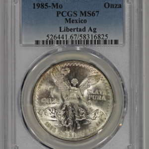 1985 Mo Mexico Silver 1 Onza .999 Libertad PCGS MS67